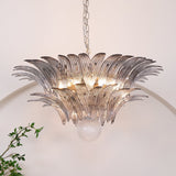 Luxury Murano Palmette Transparent Glass Chandelier Handcrafted Pendant Lighting Fixture