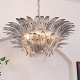 Luxury Murano Palmette Transparent Glass Chandelier Handcrafted Pendant Lighting Fixture
