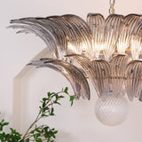 Luxury Murano Palmette Transparent Glass Chandelier Handcrafted Pendant Lighting Fixture