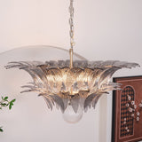 Luxury Murano Palmette Transparent Glass Chandelier Handcrafted Pendant Lighting Fixture