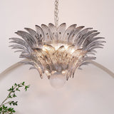 Luxury Murano Palmette Transparent Glass Chandelier Handcrafted Pendant Lighting Fixture