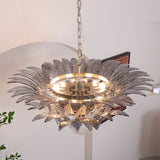 Luxury Murano Palmette Transparent Glass Chandelier Handcrafted Pendant Lighting Fixture