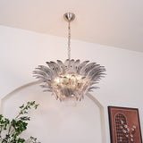Luxury Murano Palmette Transparent Glass Chandelier Handcrafted Pendant Lighting Fixture