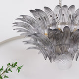 Luxury Murano Palmette Transparent Glass Chandelier Handcrafted Pendant Lighting Fixture