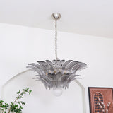 Luxury Murano Palmette Transparent Glass Chandelier Handcrafted Pendant Lighting Fixture