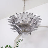 Luxury Murano Palmette Transparent Glass Chandelier Handcrafted Pendant Lighting Fixture