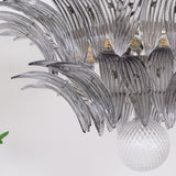 Luxury Murano Palmette Transparent Glass Chandelier Handcrafted Pendant Lighting Fixture