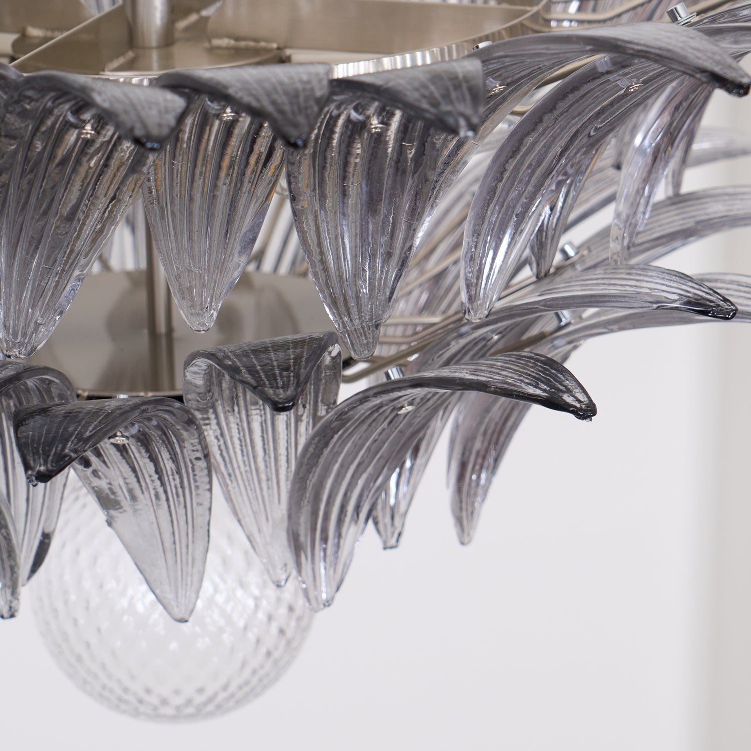 Luxury Murano Palmette Transparent Glass Chandelier Handcrafted Pendant Lighting Fixture
