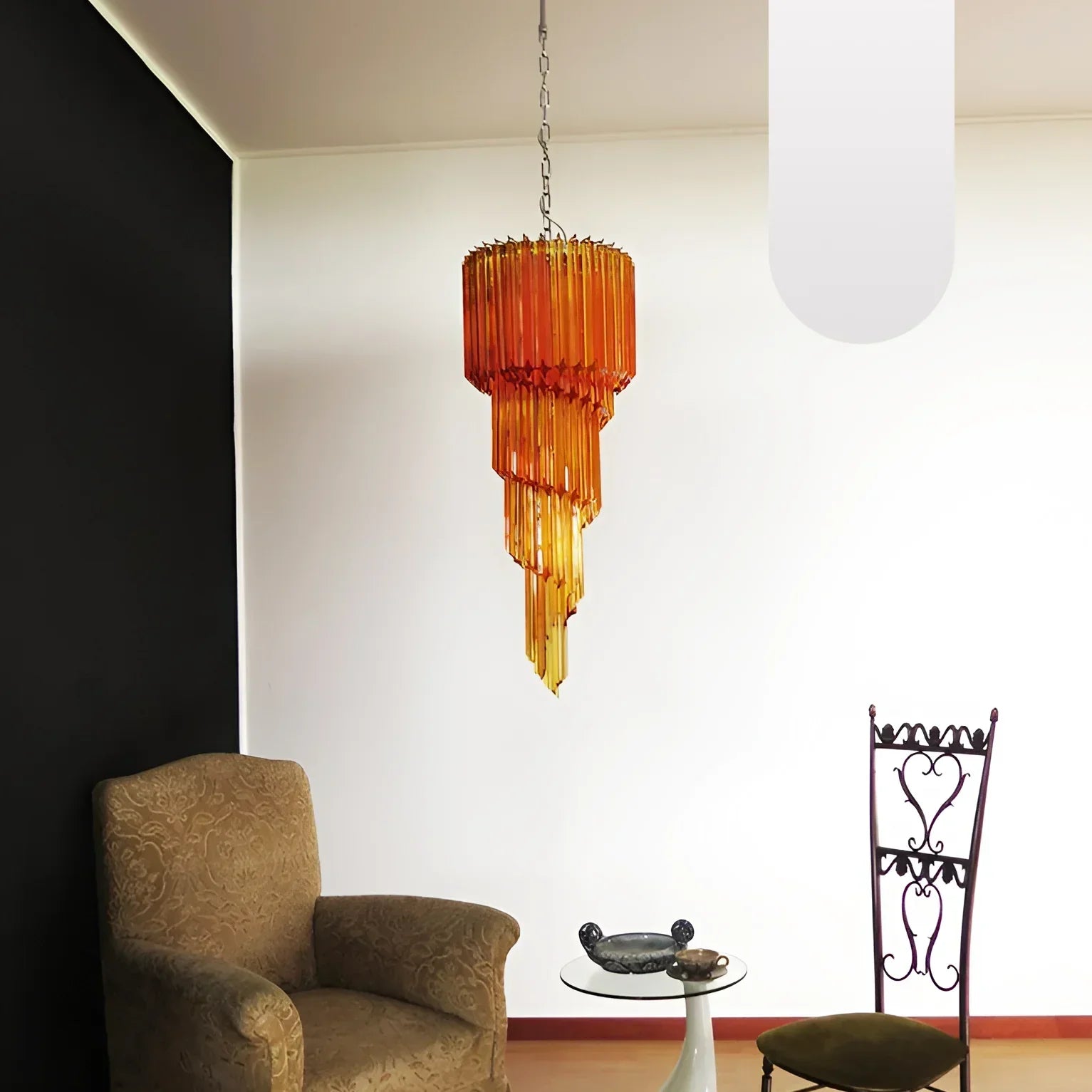 luxury-murano-style-spiral-amber-prism-glass-chandelier-for-elegant-entryways-and-foyer