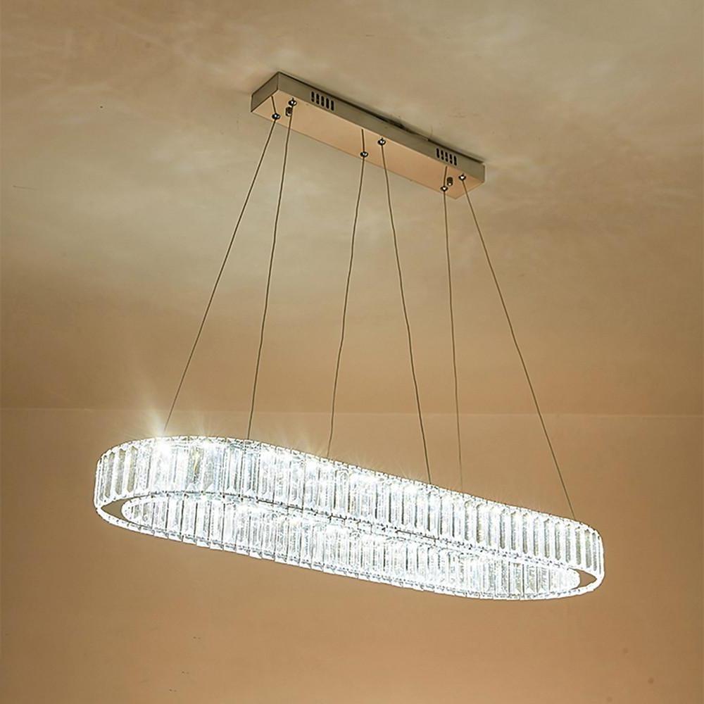 Luxury Oval Crystal Ring Pendant Chandelier Modern Gold and Chrome LED Hanging Ceiling Light