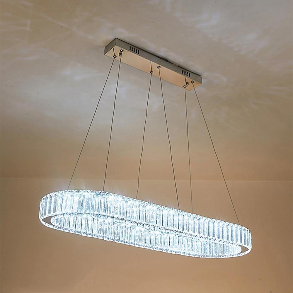 Luxury Oval Crystal Ring Pendant Chandelier Modern Gold and Chrome LED Hanging Ceiling Light