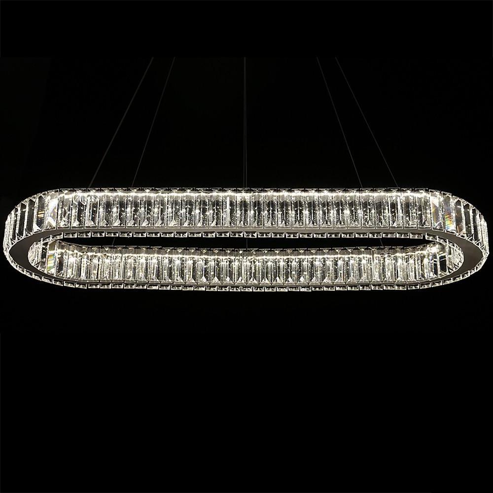 Luxury Oval Crystal Ring Pendant Chandelier Modern Gold and Chrome LED Hanging Ceiling Light