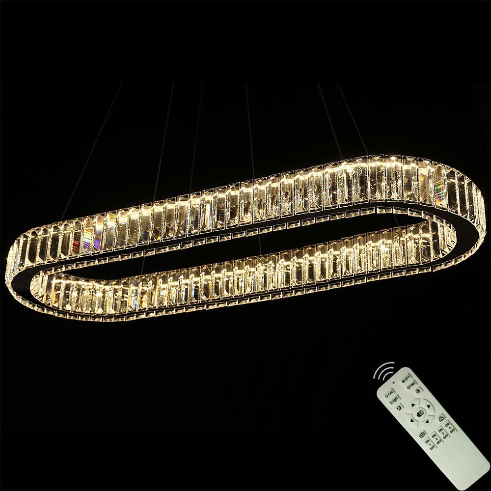 Luxury Oval Crystal Ring Pendant Chandelier Modern Gold and Chrome LED Hanging Ceiling Light
