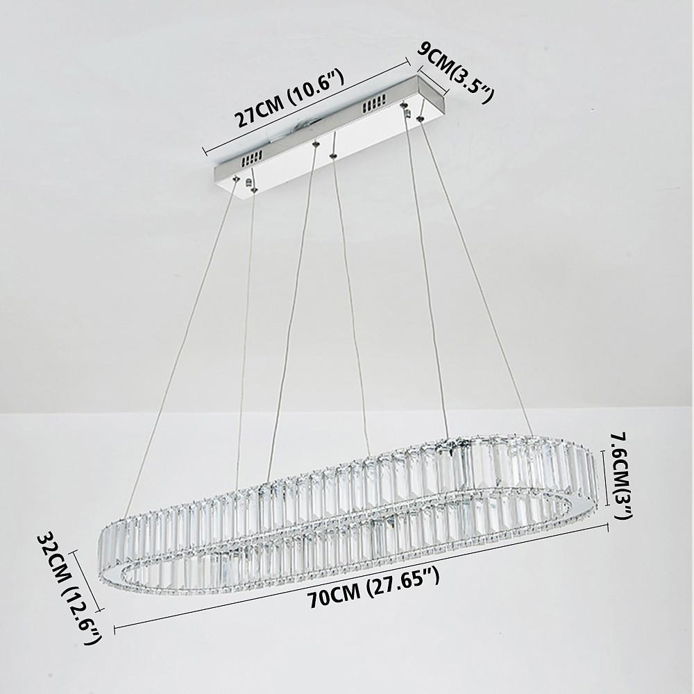 Luxury Oval Crystal Ring Pendant Chandelier Modern Gold and Chrome LED Hanging Ceiling Light