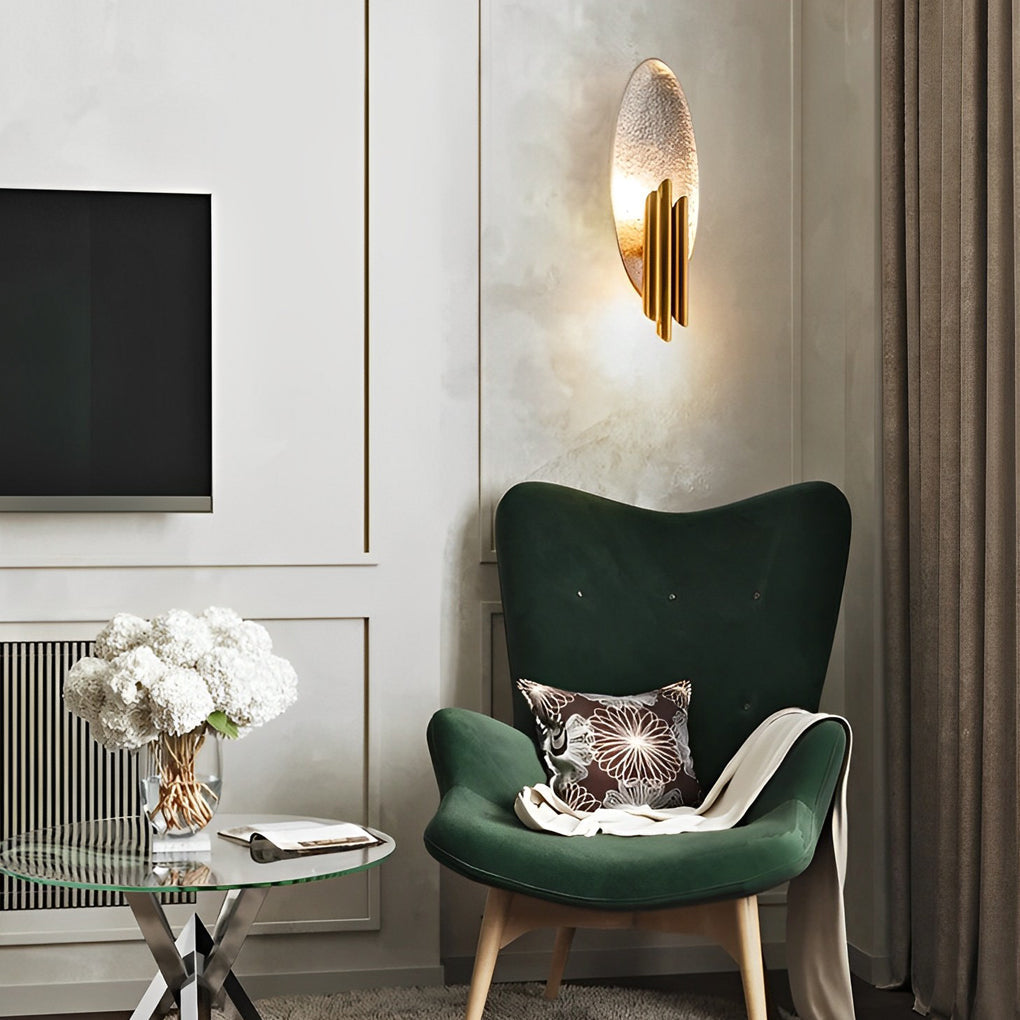 Luxury Oval Iron Wall Lamp Electroplated Postmodern Minimalist Sconce for Bedroom