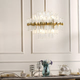 Luxury Post Modern Copper Chandelier with Ribbed Glass Tube Shades