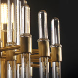 Luxury Post Modern Copper Chandelier with Ribbed Glass Tube Shades