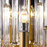 Luxury Post Modern Copper Chandelier with Ribbed Glass Tube Shades