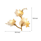 Luxury Postmodern Maple Leaf Glass Wall Light Three Color Dimming Gold Sconce for Bedside