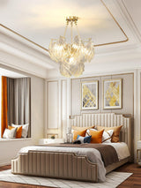 luxury-ribbed-glass-shell-pendant-chandelier-brass-finish-modern-ceiling-light-fixture