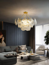 luxury-ribbed-glass-shell-pendant-chandelier-brass-finish-modern-ceiling-light-fixture