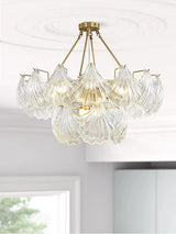 luxury-ribbed-glass-shell-pendant-chandelier-brass-finish-modern-ceiling-light-fixture