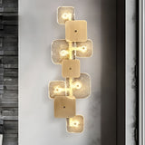 Luxury Rounded Square Copper LED Wall Sconce Modern Glass Indoor Light for Bedroom and Living Room