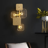 Luxury Rounded Square Copper LED Wall Sconce Modern Glass Indoor Light for Bedroom and Living Room