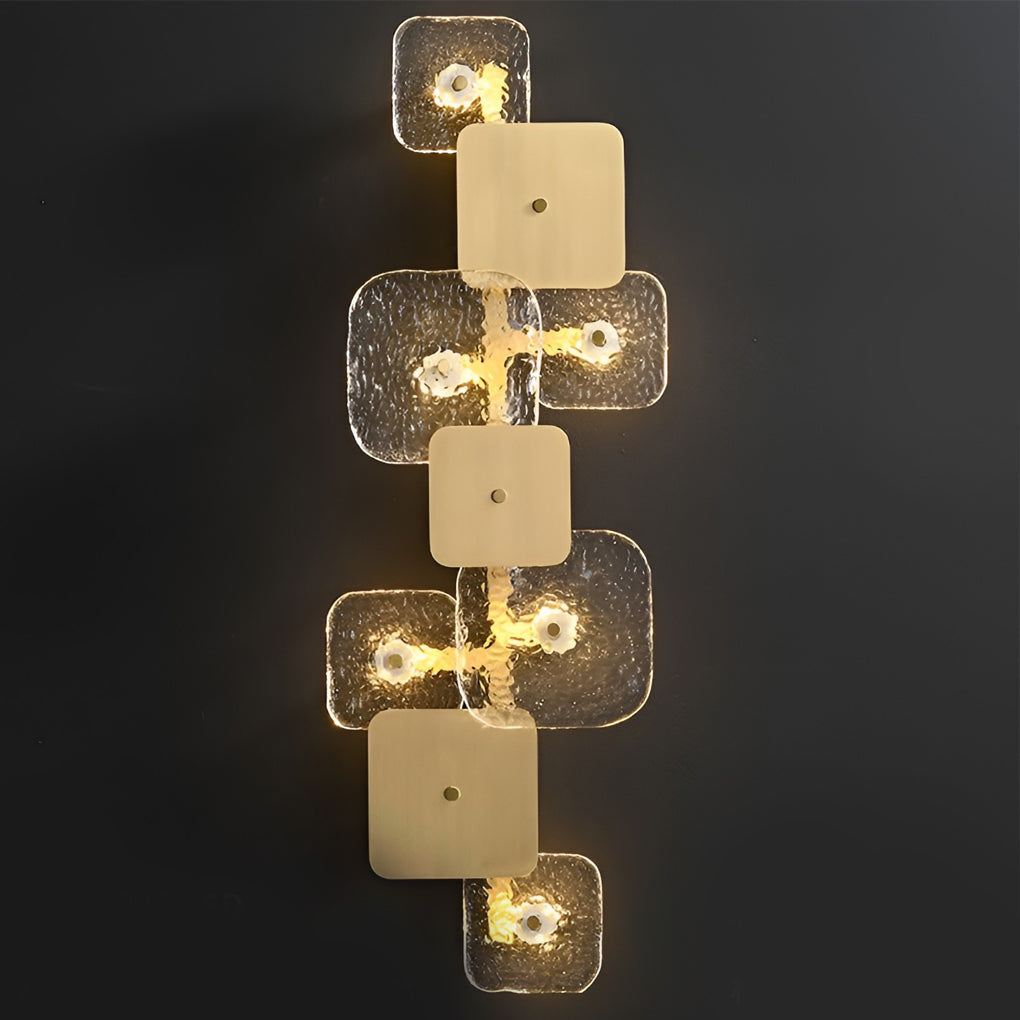 Luxury Rounded Square Copper LED Wall Sconce Modern Glass Indoor Light for Bedroom and Living Room