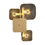 Luxury Rounded Square Copper LED Wall Sconce Modern Glass Indoor Light for Bedroom and Living Room