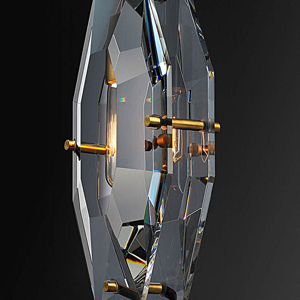 Luxury Smoke Gray Crystal Pendant Light Fixture with Copper Accents for Living Room
