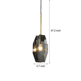 Luxury Smoke Gray Crystal Pendant Light Fixture with Copper Accents for Living Room