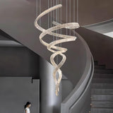 Luxury Spiral Crystal LED Chandelier Large Modern Ceiling Light for High Ceilings