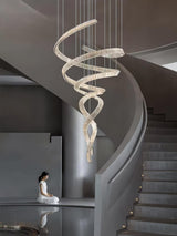 Luxury Spiral Crystal LED Chandelier Large Modern Ceiling Light for High Ceilings