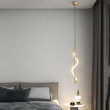 Luxury Spiral Rope LED Pendant Light with Dimmable Remote Control Modern Brass Hanging Ceiling Lamp