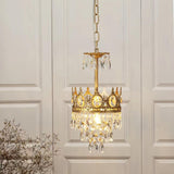 Luxury Vintage Crystal Droplet Pendant Light Antique Copper Chandelier for Living Room and Bedroom
