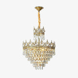 Luxury Vintage Crystal Droplet Pendant Light Antique Copper Chandelier for Living Room and Bedroom