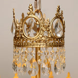 Luxury Vintage Crystal Droplet Pendant Light Antique Copper Chandelier for Living Room and Bedroom