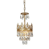 Luxury Vintage Crystal Droplet Pendant Light Antique Copper Chandelier for Living Room and Bedroom