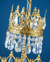 Luxury Vintage Crystal Droplet Pendant Light Antique Copper Chandelier for Living Room and Bedroom
