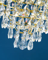 Luxury Vintage Crystal Droplet Pendant Light Antique Copper Chandelier for Living Room and Bedroom