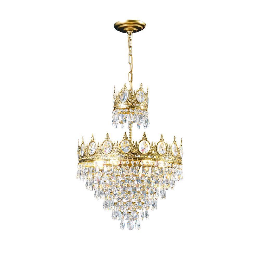 Luxury Vintage Crystal Droplet Pendant Light Antique Copper Chandelier for Living Room and Bedroom