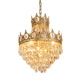 Luxury Vintage Crystal Droplet Pendant Light Antique Copper Chandelier for Living Room and Bedroom
