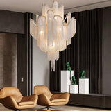 Luxury Waterfall Metal Chain Chandelier Modern Cascading Pendant Light for Dining Room