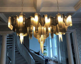 Luxury Waterfall Metal Chain Chandelier Modern Cascading Pendant Light for Dining Room
