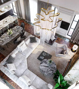 Luxury Waterfall Metal Chain Chandelier Modern Cascading Pendant Light for Dining Room