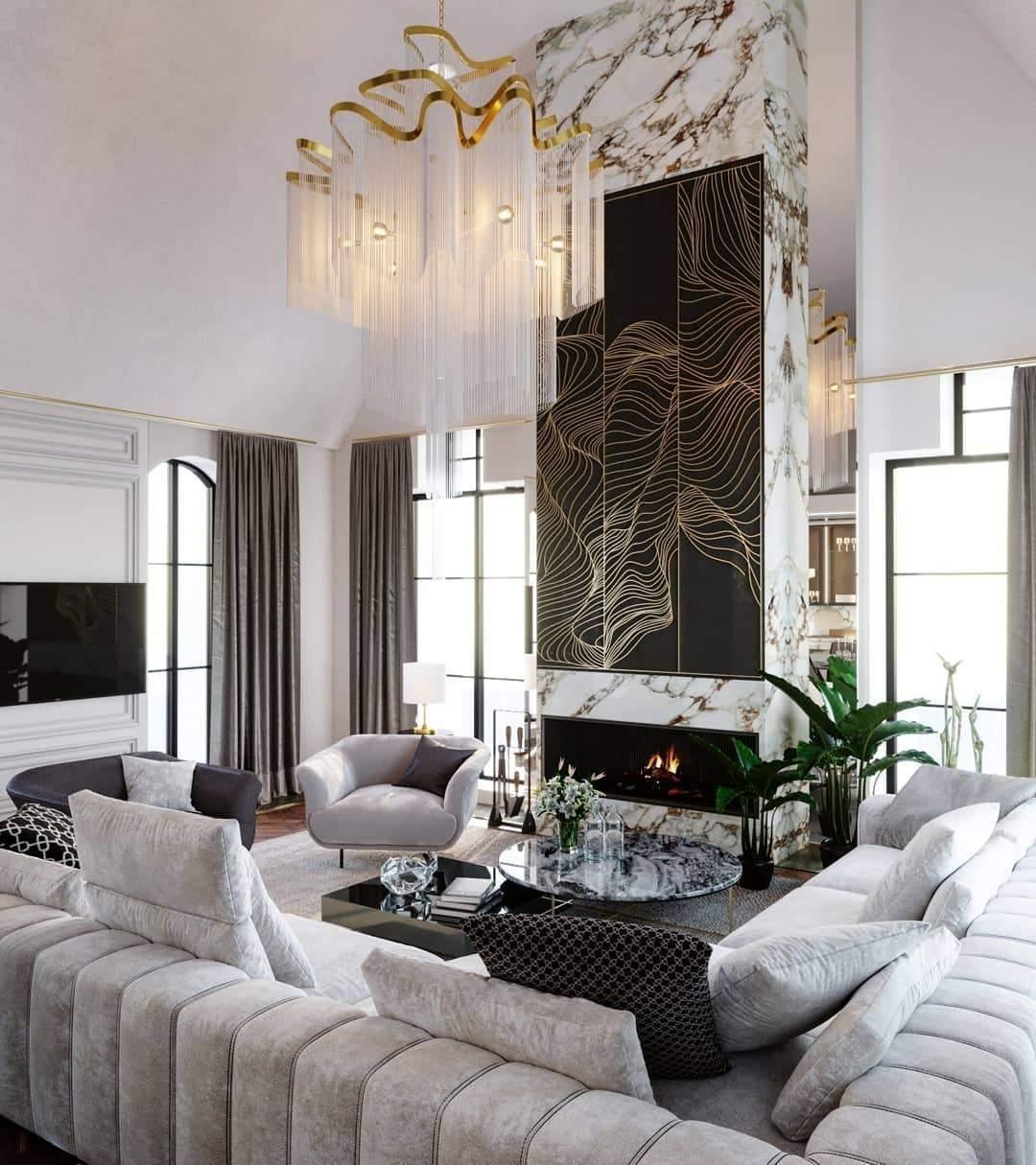 Luxury Waterfall Metal Chain Chandelier Modern Cascading Pendant Light for Dining Room
