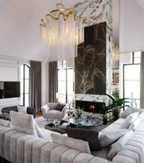 Luxury Waterfall Metal Chain Chandelier Modern Cascading Pendant Light for Dining Room