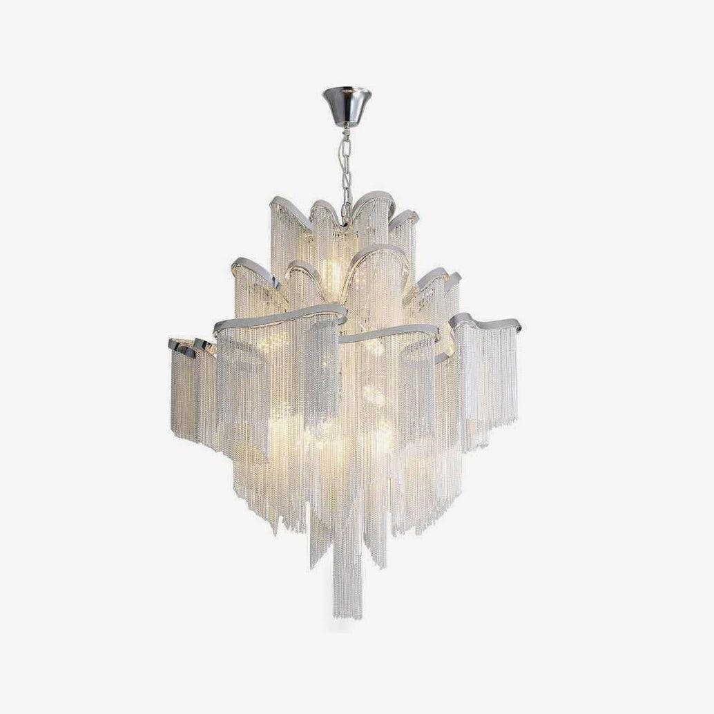 Luxury Waterfall Metal Chain Chandelier Modern Cascading Pendant Light for Dining Room