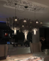 Luxury Waterfall Metal Chain Chandelier Modern Cascading Pendant Light for Dining Room